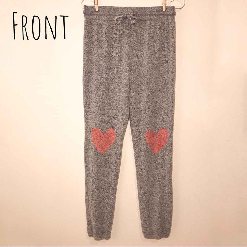 Free Press Gray Sweatpants with Hearts Size Med
